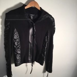Express Black Leather Hybrid Jacket